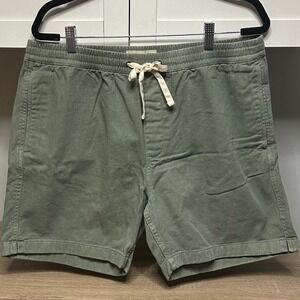 Madewell Cotton Everywhere Pull-On Shorts Women's Sz L Green Twill Drawstring